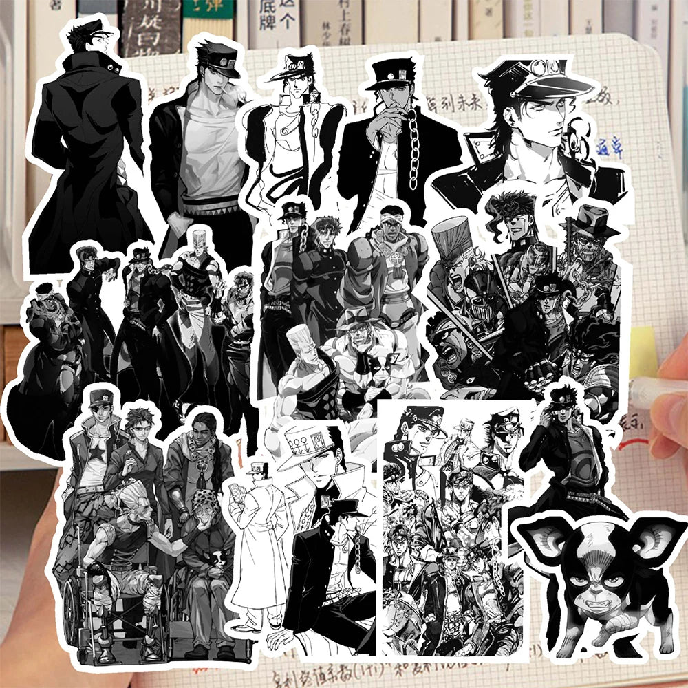 10/30/68Pcs Jojo'S Bizarre Adventure Stone Ocean Stickers Classic Cool Black White Anime Decals Sticker for Luggage Diary Phone
