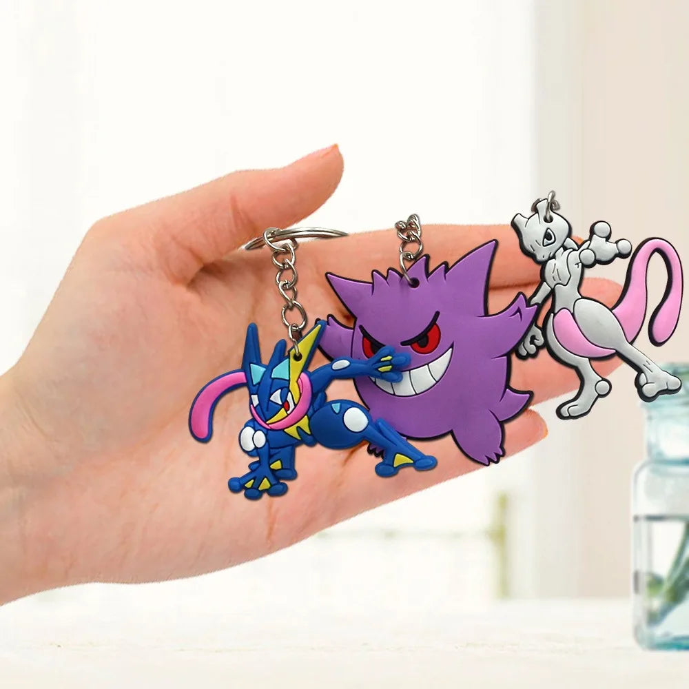 Pokemon PVC Keychain Anime Figure Pikachu Gengar Cartoon Fashion Bag Keyring Pendant Accessories Kids Birthday Christmas Gifts