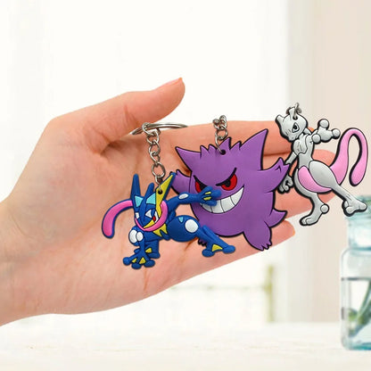 Pokemon PVC Keychain Anime Figure Pikachu Gengar Cartoon Fashion Bag Keyring Pendant Accessories Kids Birthday Christmas Gifts