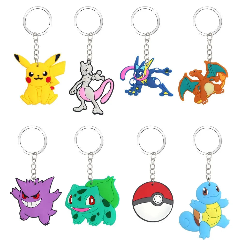 Pokemon PVC Keychain Anime Figure Pikachu Gengar Cartoon Fashion Bag Keyring Pendant Accessories Kids Birthday Christmas Gifts