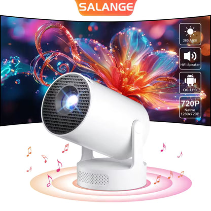 Salange P300 Mini Portable Projector - 4K 8K Video Decoding, 720P HD, Android 11, Wi-Fi, BT 5.1