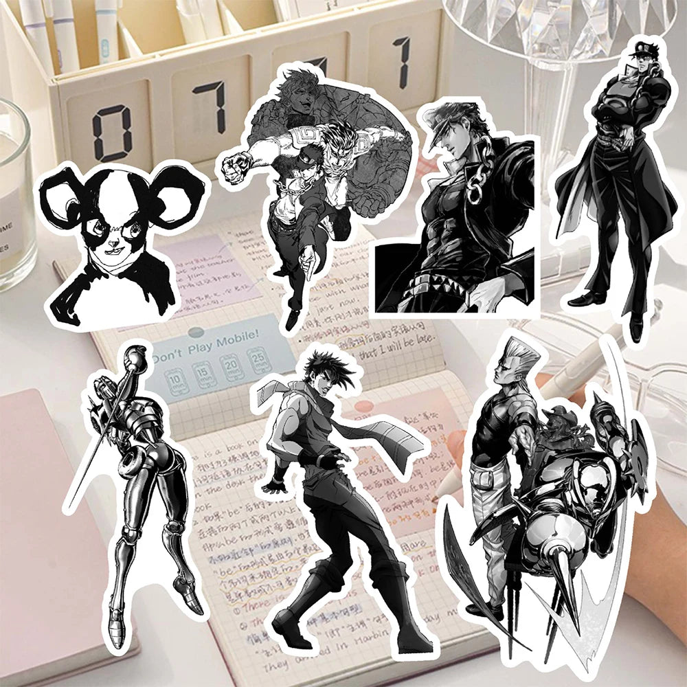 10/30/68Pcs Jojo'S Bizarre Adventure Stone Ocean Stickers Classic Cool Black White Anime Decals Sticker for Luggage Diary Phone