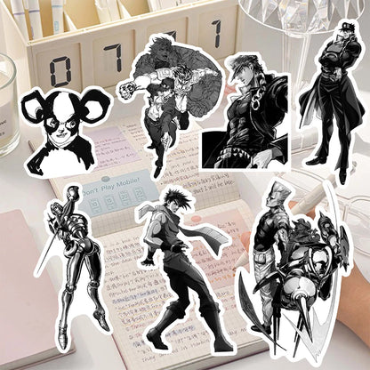 10/30/68Pcs Jojo'S Bizarre Adventure Stone Ocean Stickers Classic Cool Black White Anime Decals Sticker for Luggage Diary Phone