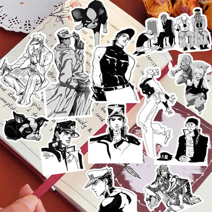 10/30/68Pcs Jojo'S Bizarre Adventure Stone Ocean Stickers Classic Cool Black White Anime Decals Sticker for Luggage Diary Phone
